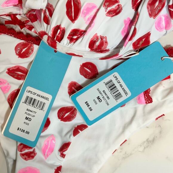 Beach Bunny Lips of an Angel Push Up Top and Skimpy Bottoms SZ M $226 - Picture 14 of 14